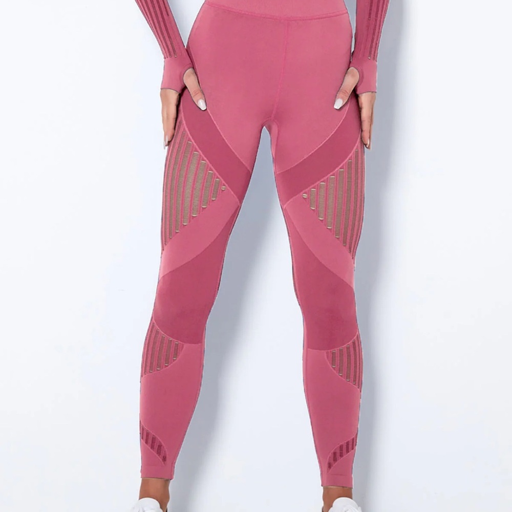 Amelia Pink and Red High-Waisted Leggings